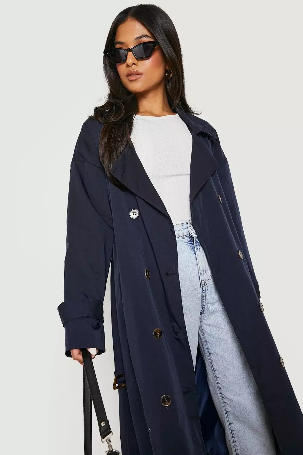 Petite navy 2025 trench coat